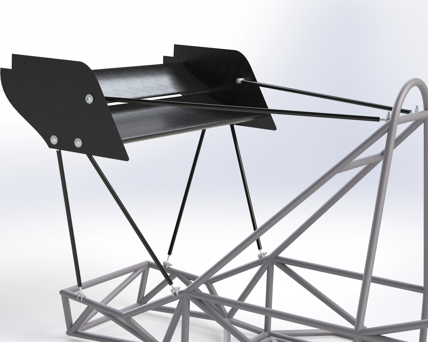 Rear wing mounted on the tubular space-frame chassis